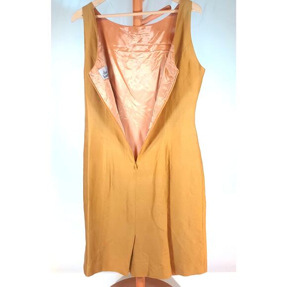 VTG LINDA HARTMAN SILK Gold Tank Sleeve A-Line Hem Dress Size 10 - Picture 4 of 9